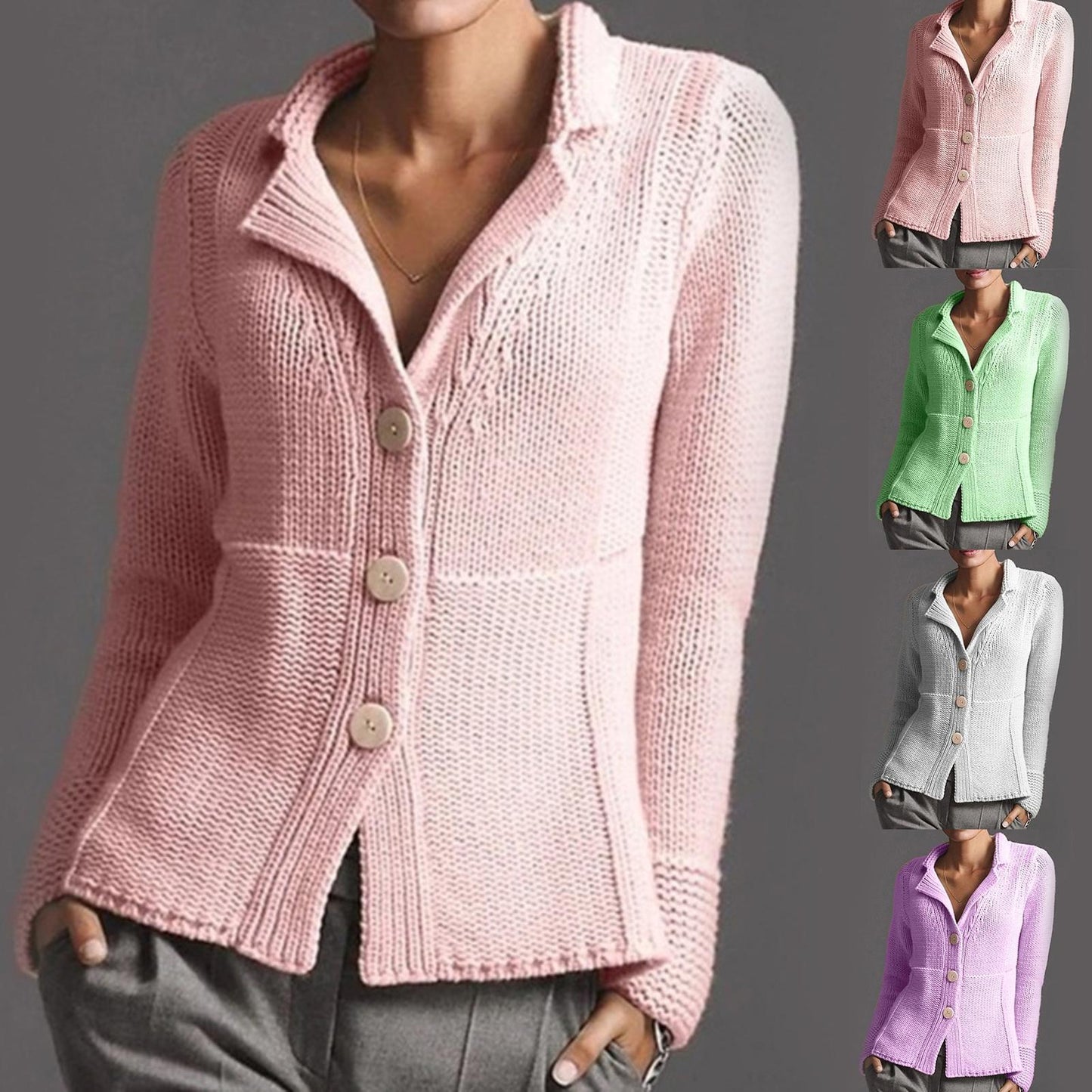 Warm Solid Color Single-Breasted Slim Cardigan Sweater