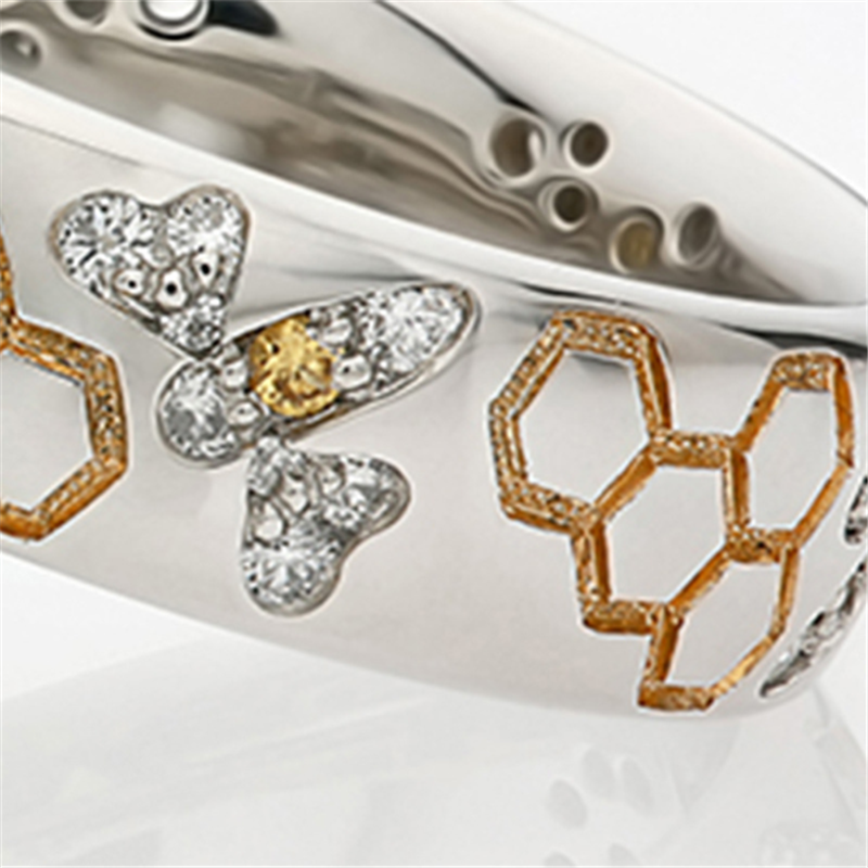Honeycomb ladies zircon ring