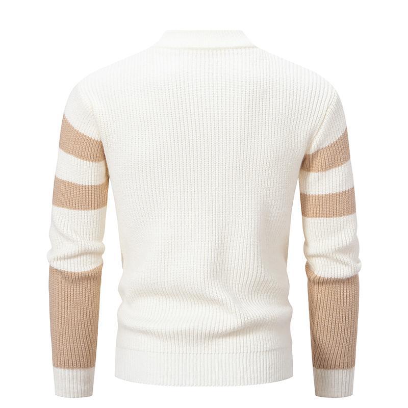 Men's Knitwear Fashion Colorblock Korean Style Mock Neck Sweater Bottoming Shirt Sweater Fashion