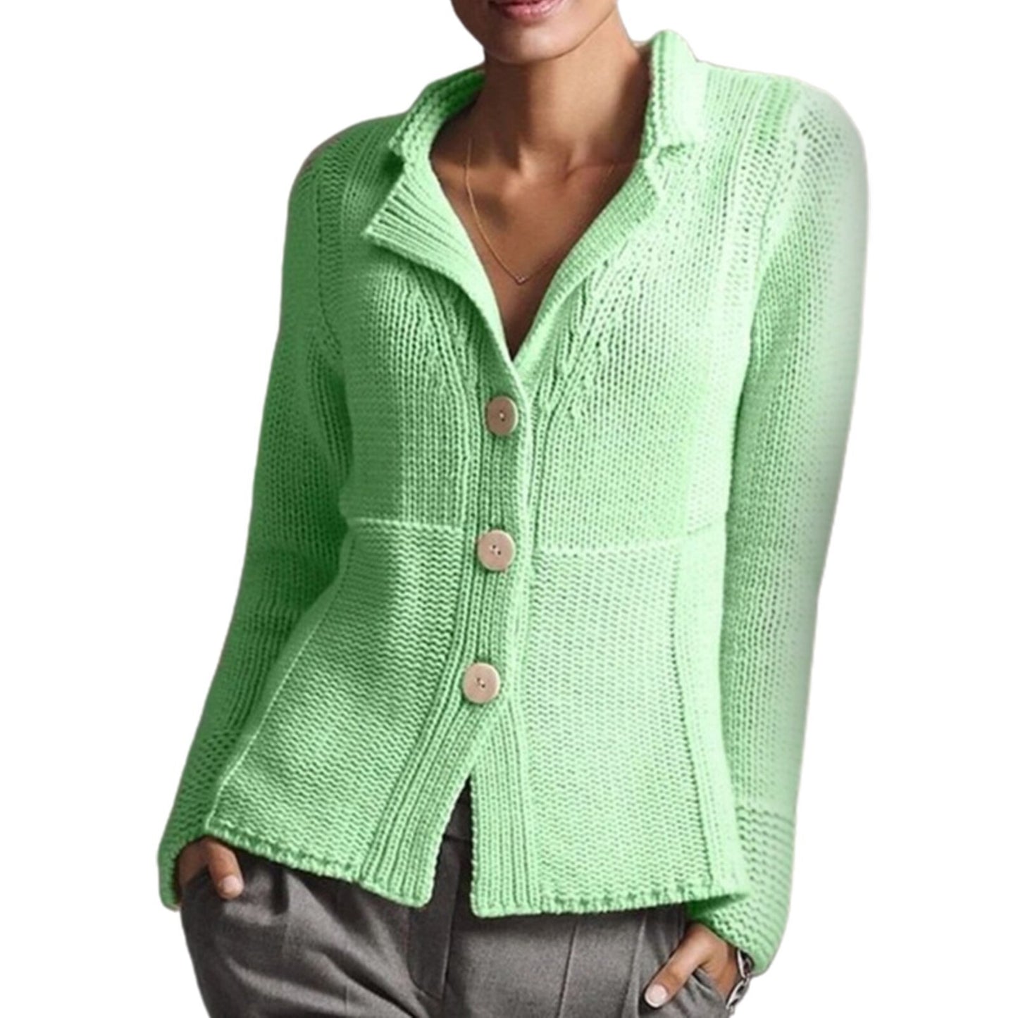 Warm Solid Color Single-Breasted Slim Cardigan Sweater
