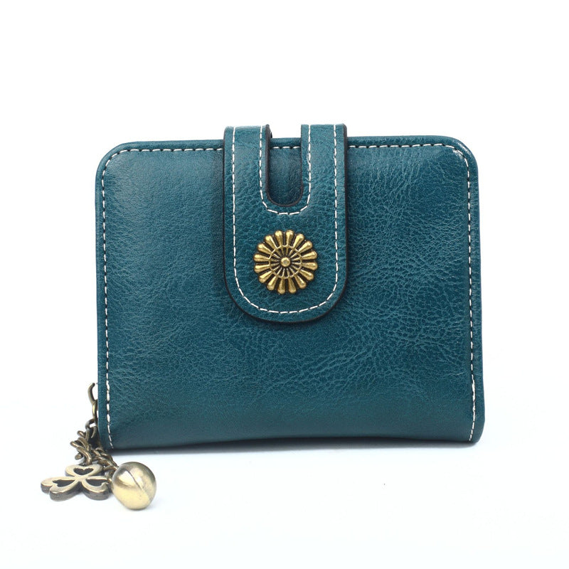 Oily Leather Storage Coin Purse Women's Pendant Small Card Holder