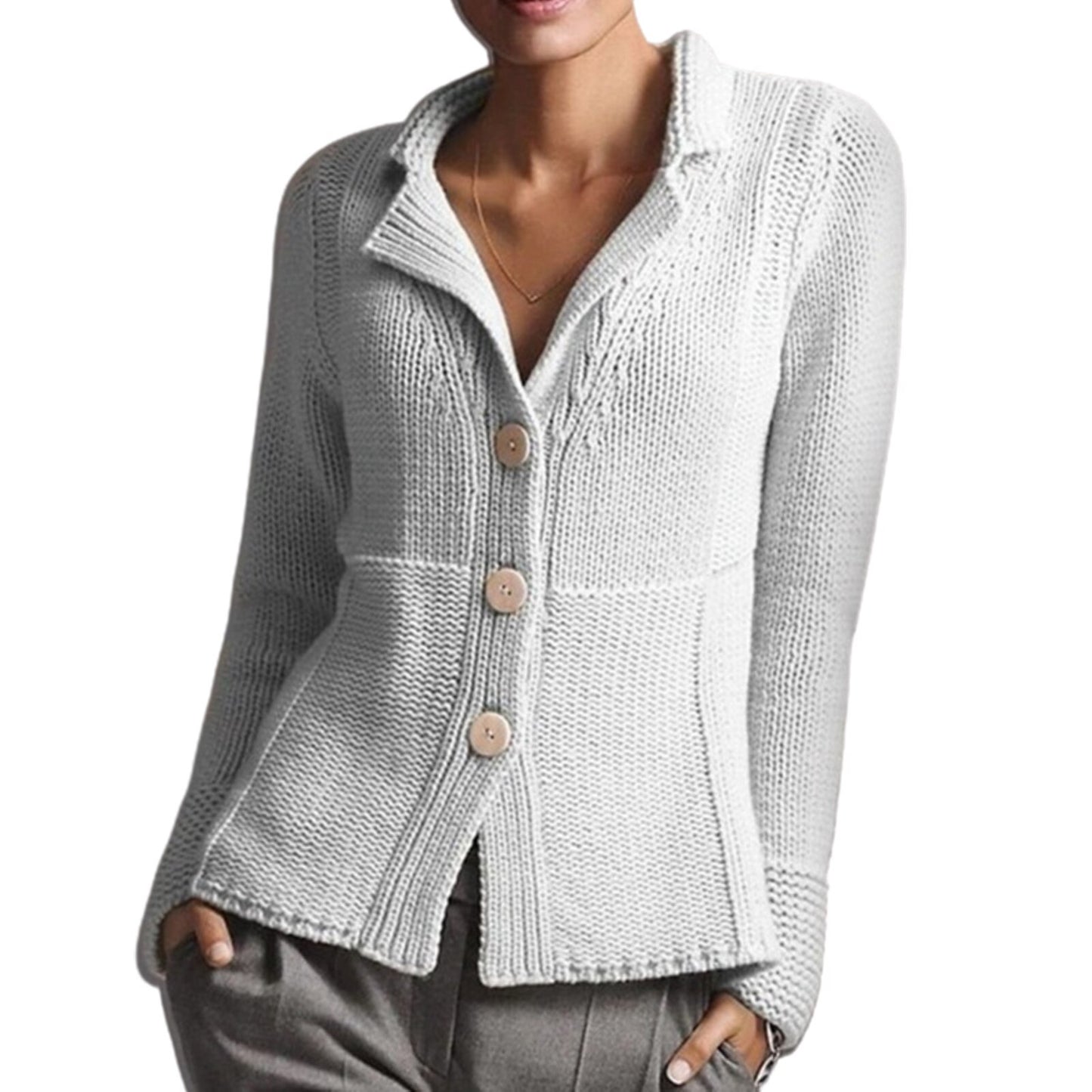 Warm Solid Color Single-Breasted Slim Cardigan Sweater