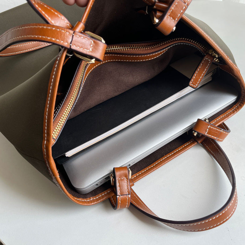 File Commuter With Cowhide Tote Clash Color