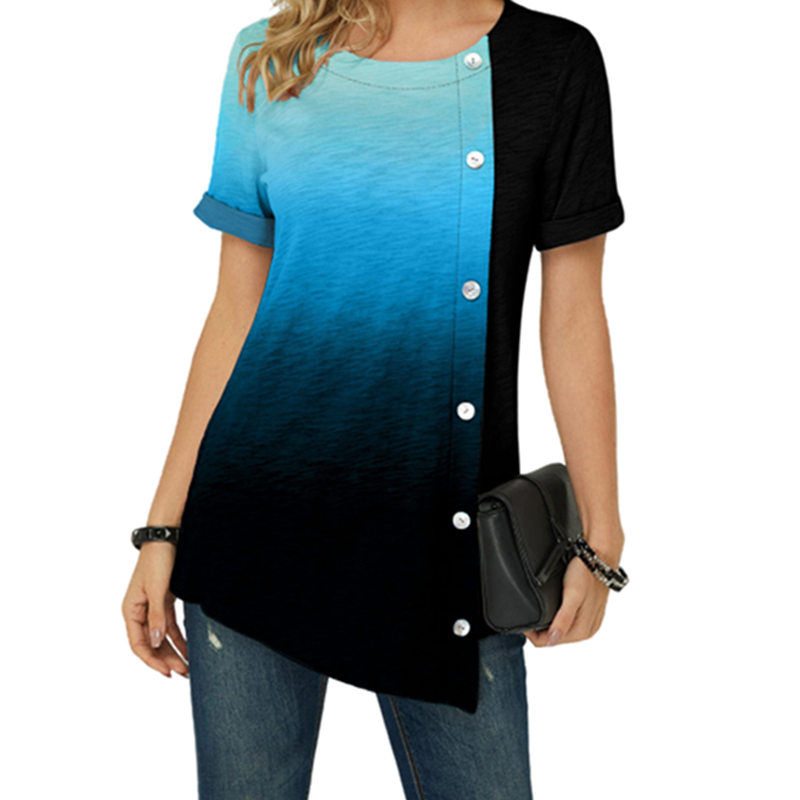 Women's knitted gradient short sleeves