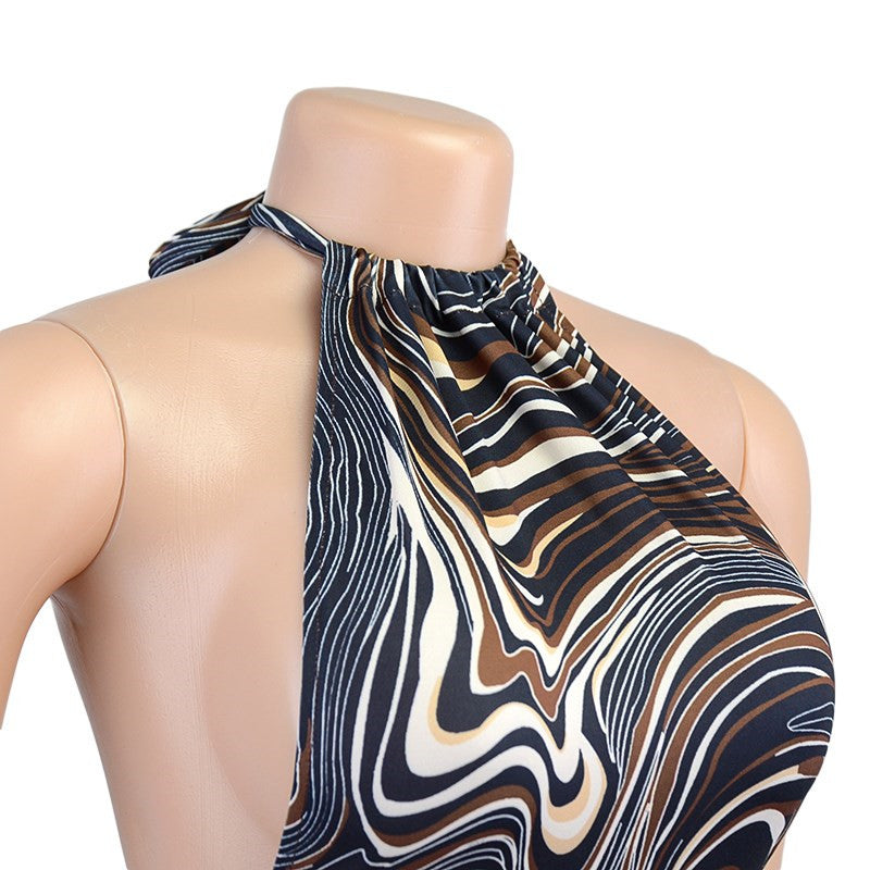 Plaid Backless Sling Dress Women's Clothing