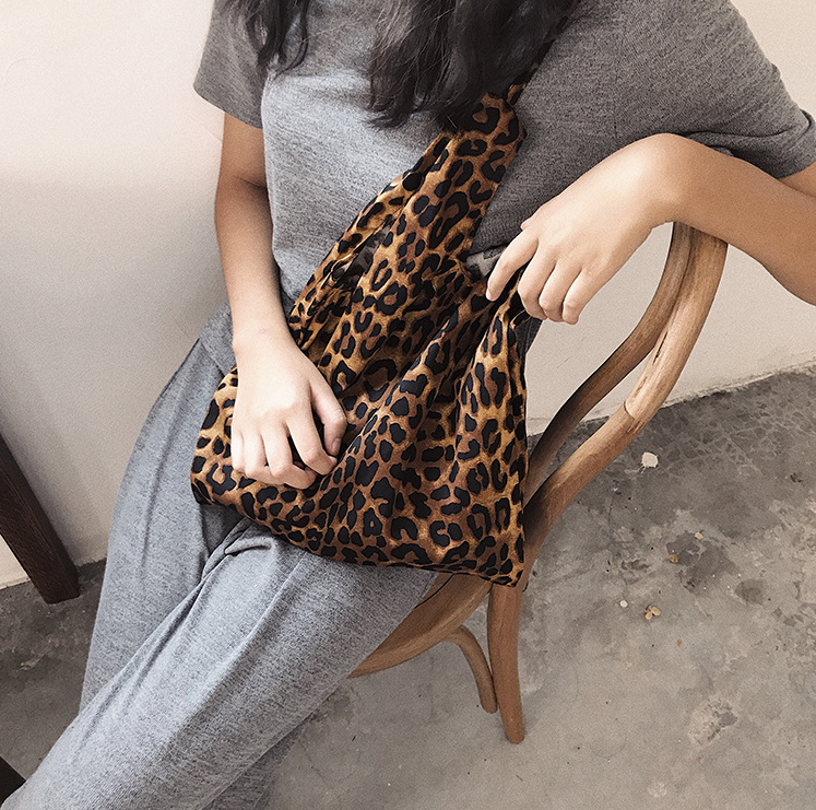 Pure Cotton Leopard Print Canvas Bag Fashion Ladies Shoulder Large capacity Handbags Totes Women Sisters Confidante Gift Bags