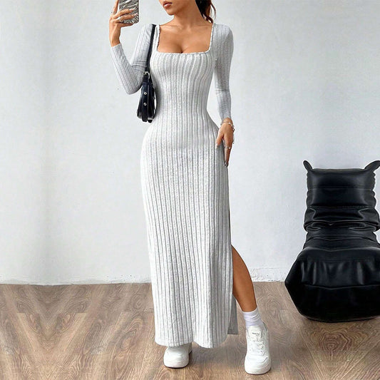 Women's Simple Square Collar Backless Dress