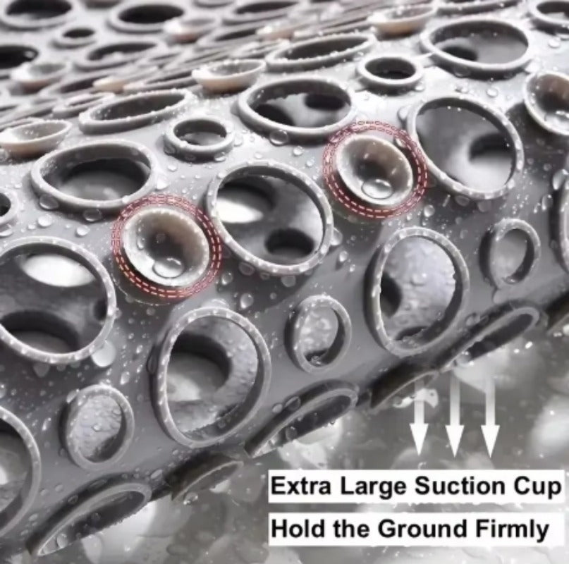 Square Non-slip Bathroom Mat with Suction Cup and Round Hole Design Shower Anti-Fall Household Shower Massage Quick Drainage Mat