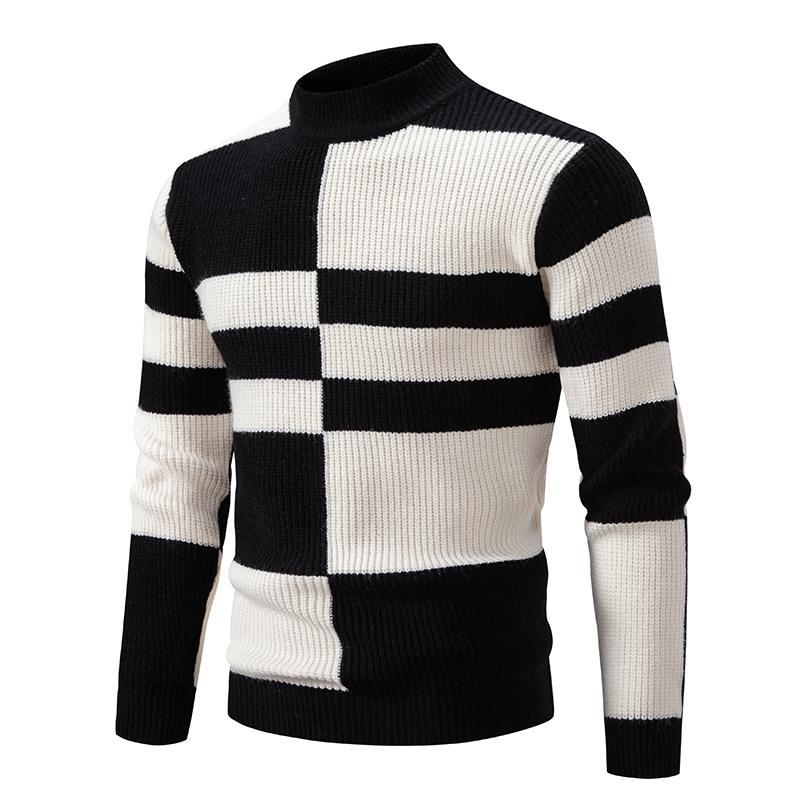 Men's Half-high Collar Slim-fit Jumper Knitwear Korean Youth Fashion Casual Top