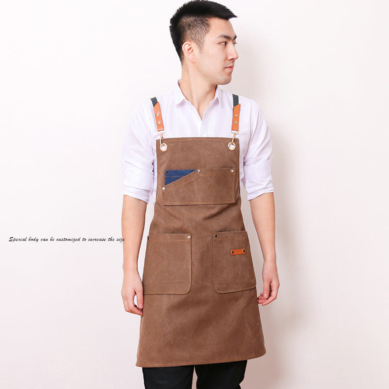 Apron Female Milk Tea Shop Barber Baking Word Denim Overalls
