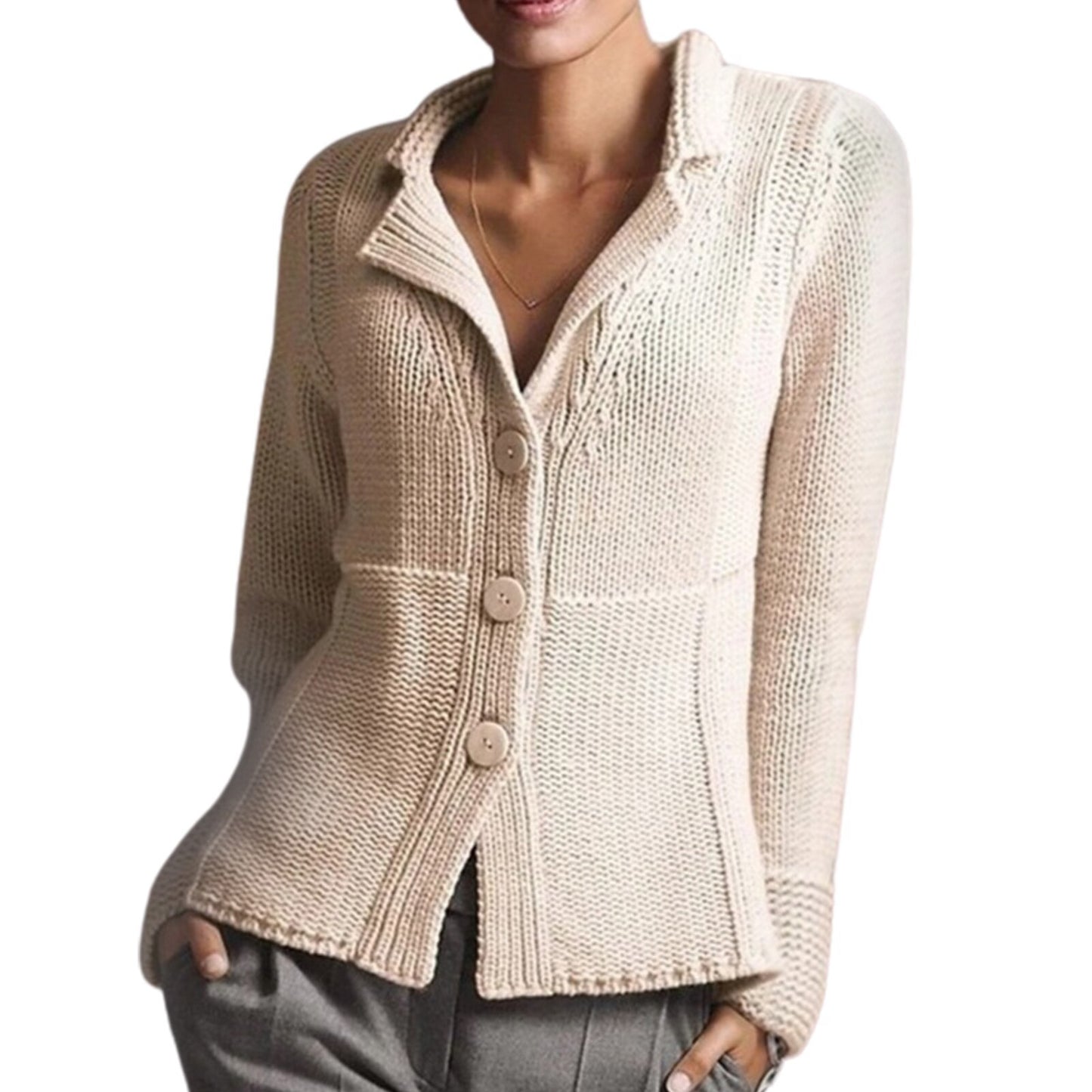 Warm Solid Color Single-Breasted Slim Cardigan Sweater