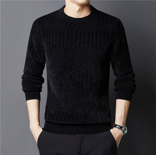 Crew Neck Casual Jacquard Undercoat Sweater