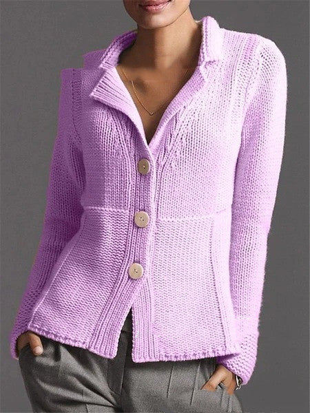Warm Solid Color Single-Breasted Slim Cardigan Sweater