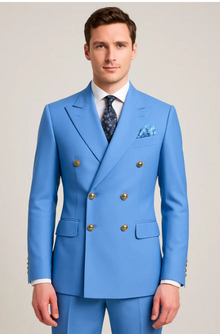 European And American Men's Suit Two-piece Double-breasted Wedding Party Singer Costume