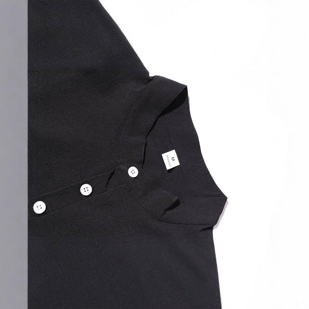 Men's Short Sleeve T-shirt Henley Shirt Casual Loose Suit