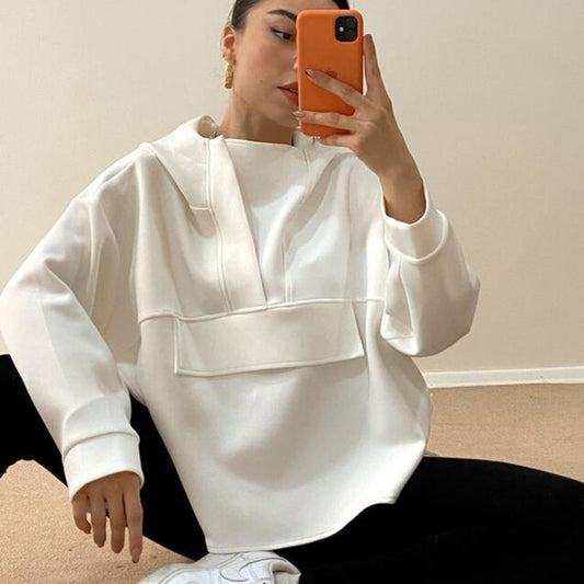 Fall New Style Casual Design Big Pocket Loose Top