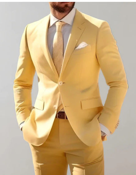 European And American Men's Suit Two-piece Double-breasted Wedding Party Singer Costume