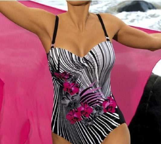 European And American Print One-piece Swimsuit