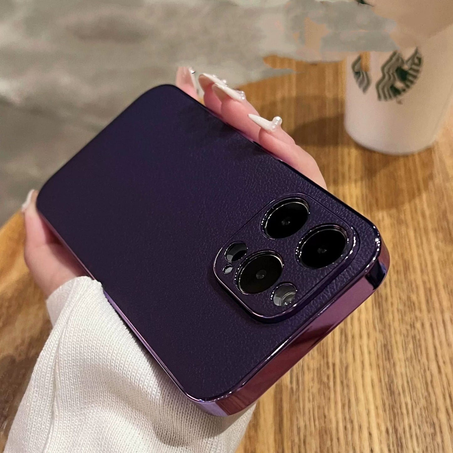 Electroplated Litchi Pattern Full Package Phone Case