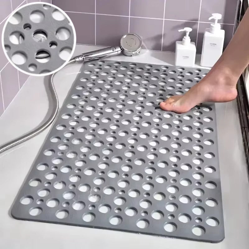 Square Non-slip Bathroom Mat with Suction Cup and Round Hole Design Shower Anti-Fall Household Shower Massage Quick Drainage Mat