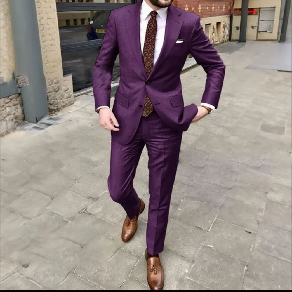 Men's Slim Fit Business Dress Two Button Set