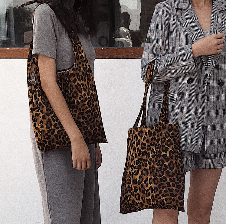 Pure Cotton Leopard Print Canvas Bag Fashion Ladies Shoulder Large capacity Handbags Totes Women Sisters Confidante Gift Bags