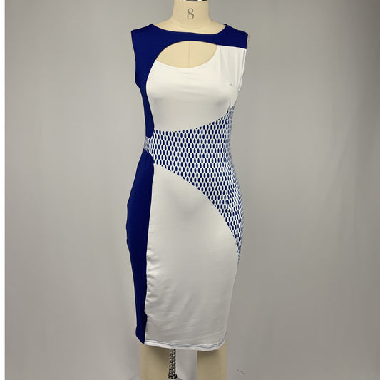 Round neck sleeveless printed dress