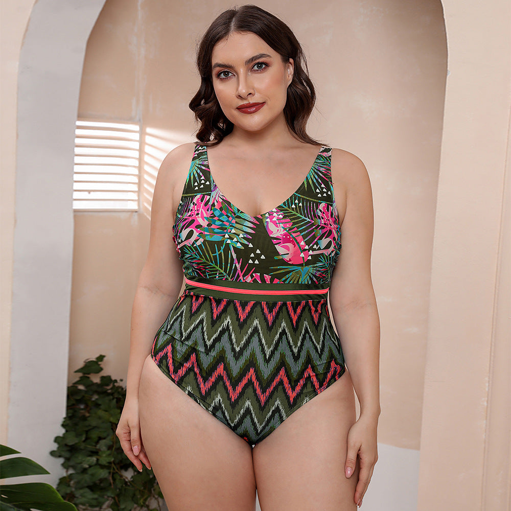 Hot Spring Vacation Spaghetti Straps Striped Vest Swimsuit Printed Women