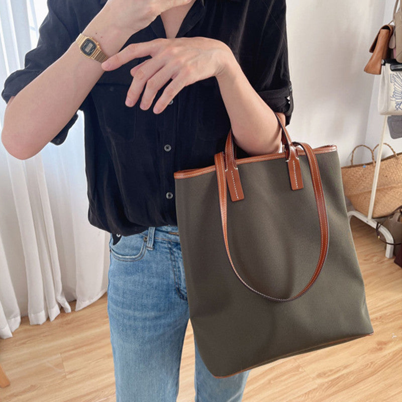 File Commuter With Cowhide Tote Clash Color