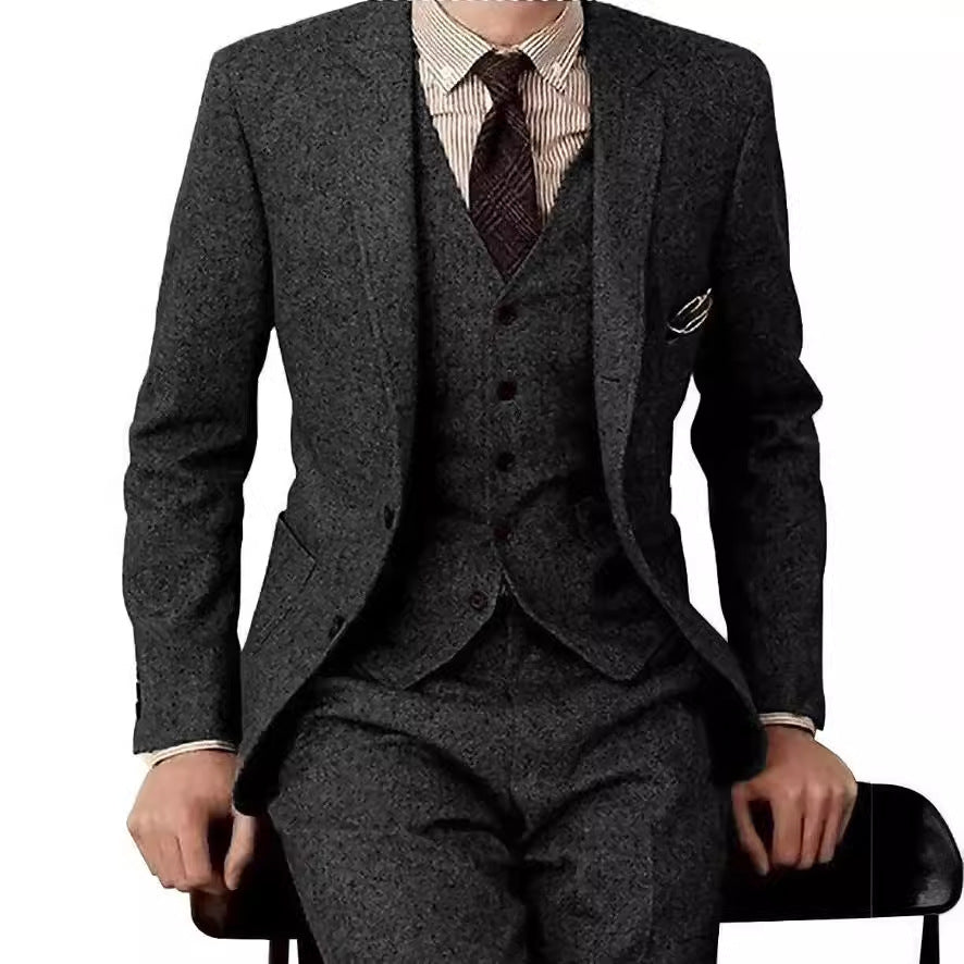 Men's Suit Three-piece Suit Fashion Woolen Suit