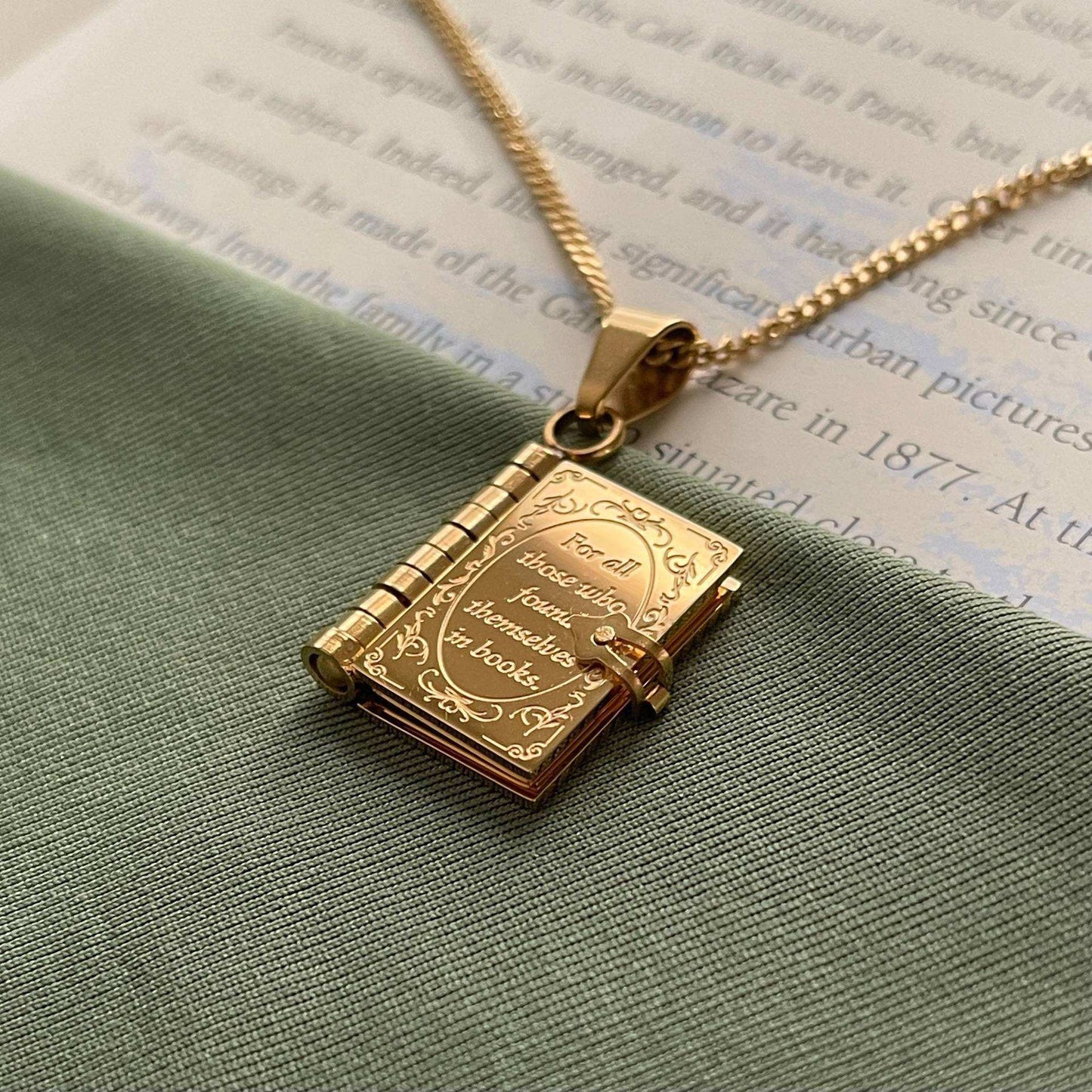 Open And Close Book Necklace Retro Artistic