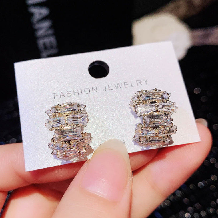 Women's Retro Inlaid Zirconium Temperamental Earrings