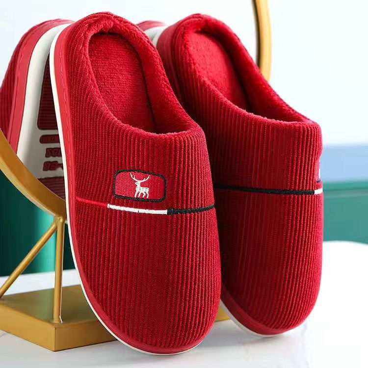 Men's And Women's Winter Fleece-lined Non-slip Slippers