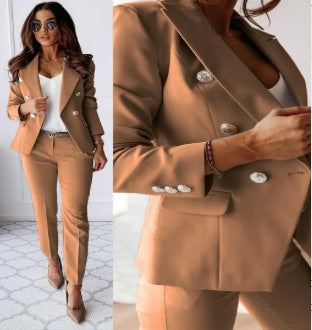 New All-matching Casual Suit Lapel Button-down Jacket for Women's Office Business Set Clothing