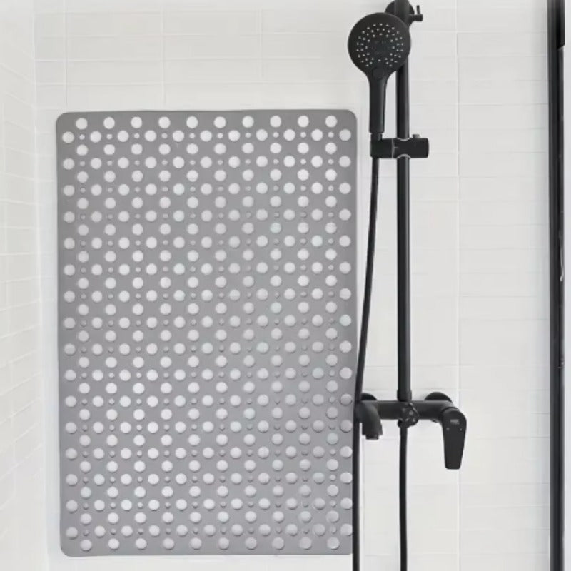 Square Non-slip Bathroom Mat with Suction Cup and Round Hole Design Shower Anti-Fall Household Shower Massage Quick Drainage Mat