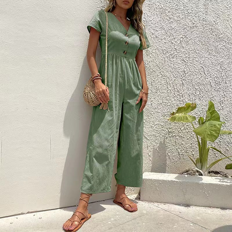 Women's Casual Summer Wide-leg Jumpsuit