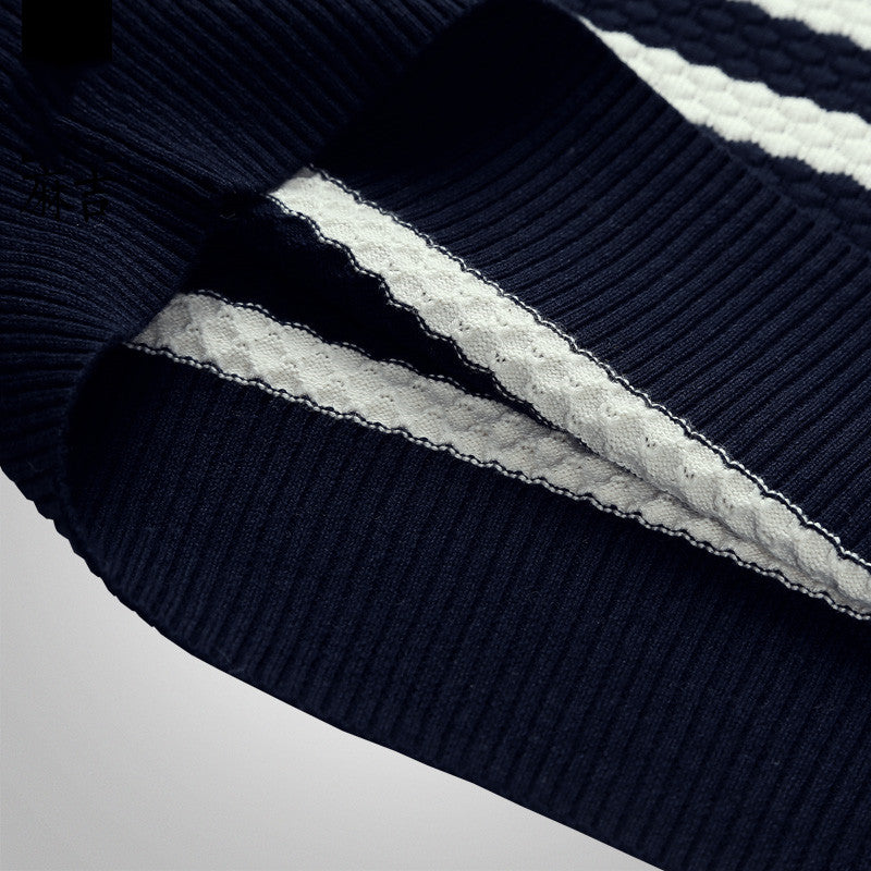 Striped Sweater Crew Neck Korean Style Student