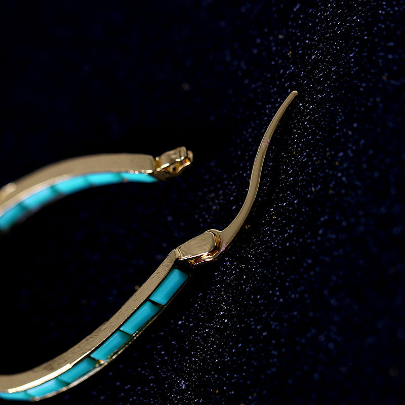 European And American Plated Gold Sapphire Earrings