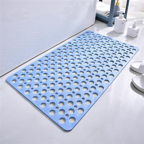 Square Non-slip Bathroom Mat with Suction Cup and Round Hole Design Shower Anti-Fall Household Shower Massage Quick Drainage Mat
