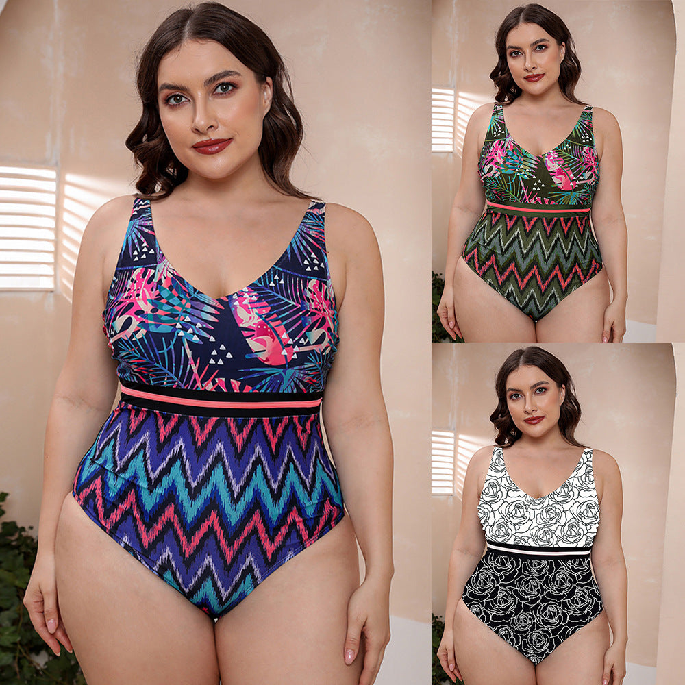 Hot Spring Vacation Spaghetti Straps Striped Vest Swimsuit Printed Women