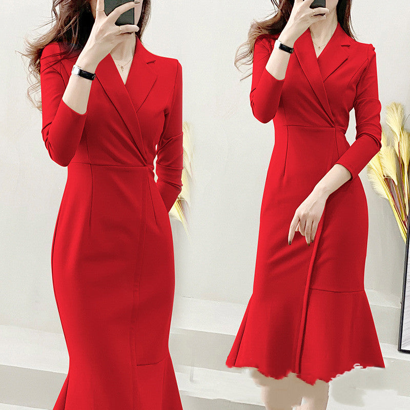 Women's Fashion Temperament Simple Fishtail Dress