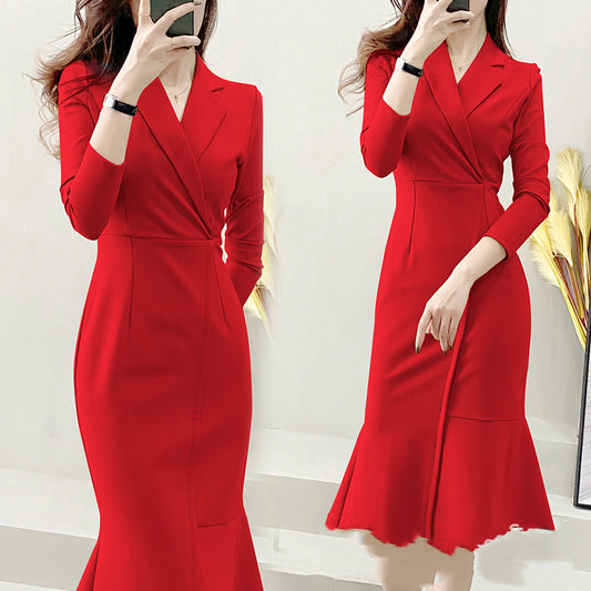 Women's Fashion Temperament Simple Fishtail Dress