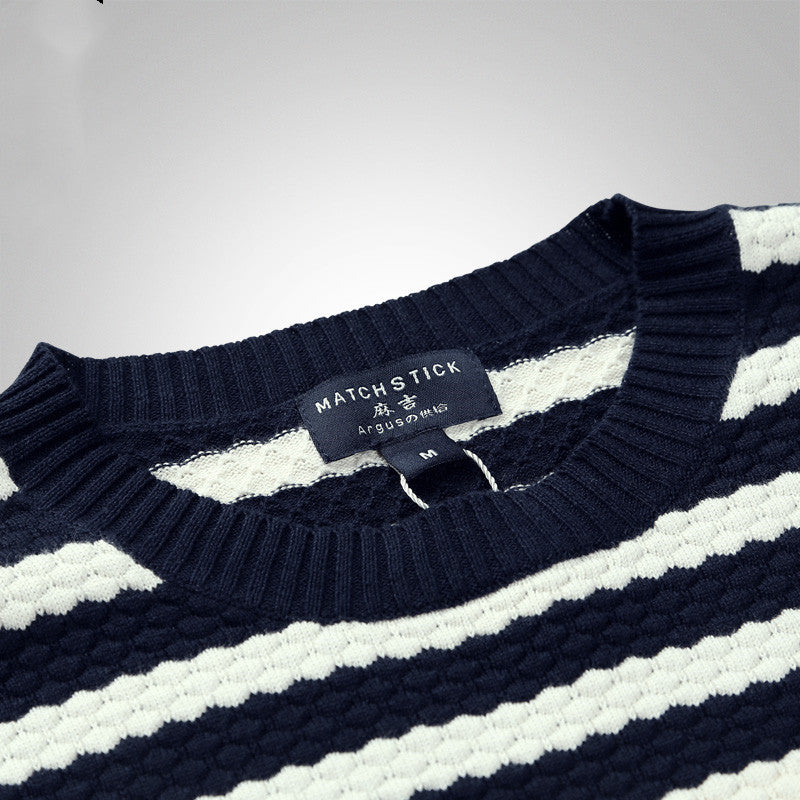 Striped Sweater Crew Neck Korean Style Student