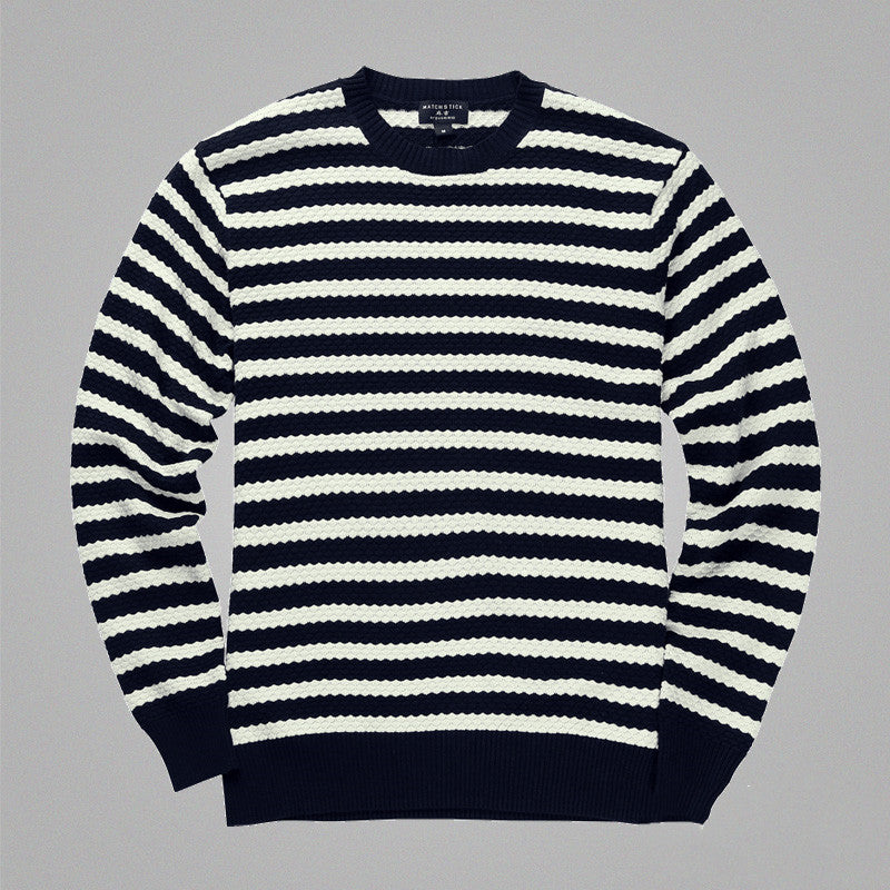 Striped Sweater Crew Neck Korean Style Student