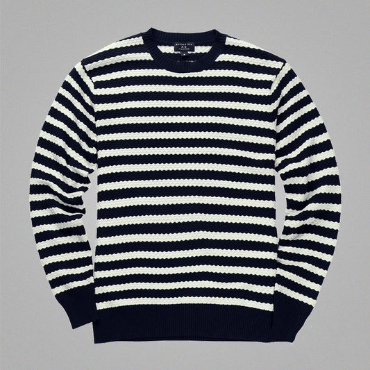 Striped Sweater Crew Neck Korean Style Student