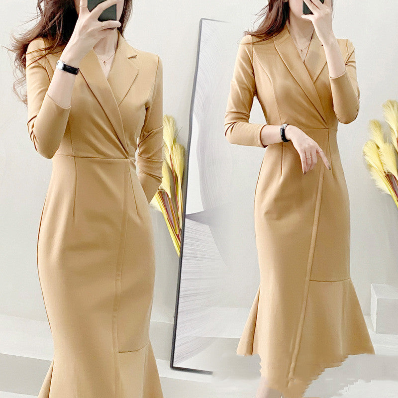Women's Fashion Temperament Simple Fishtail Dress