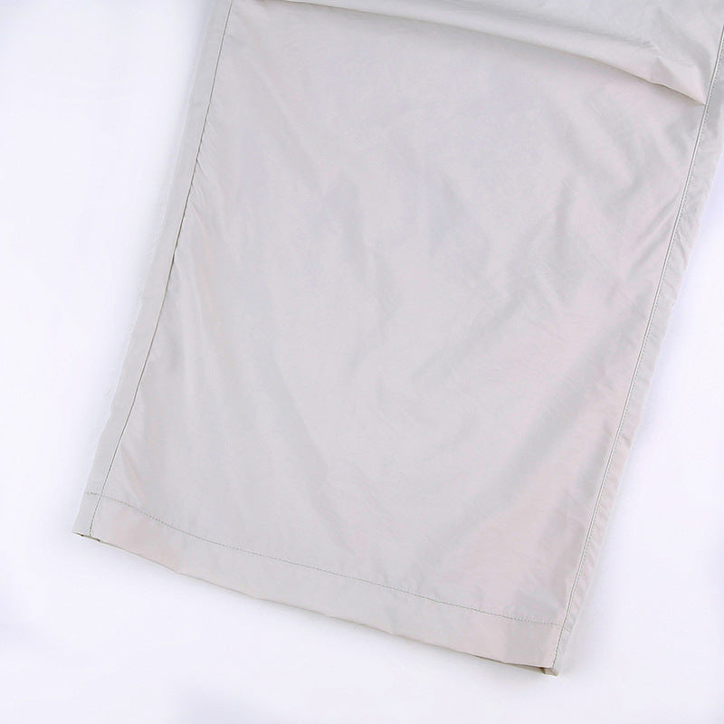 European And American West Coast Solid Color Pocket Stitching Low Waist Woven Casual Pants