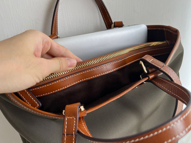 File Commuter With Cowhide Tote Clash Color