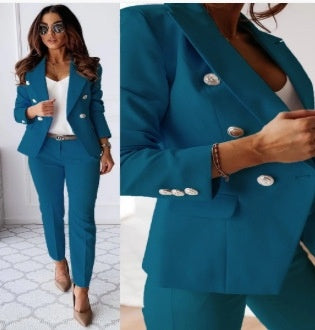 New All-matching Casual Suit Lapel Button-down Jacket for Women's Office Business Set Clothing