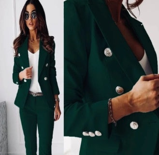 New All-matching Casual Suit Lapel Button-down Jacket for Women's Office Business Set Clothing